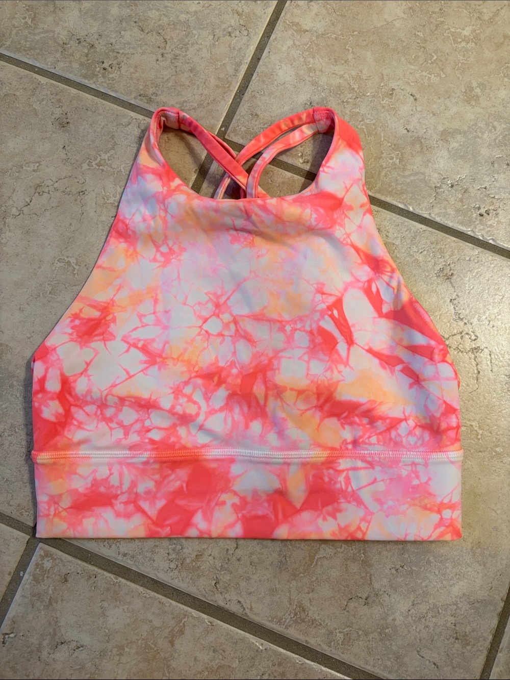 lululemon athletica Tie-Dye High Neck Sports Bra - Pink/Orange/Yellow